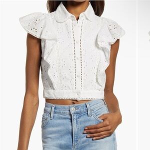 Duna Broderie Anglaise Ruffle Crop Top